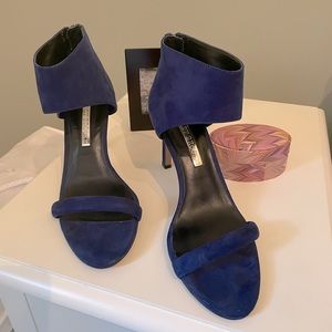 Audrey Brooke blue suede heels